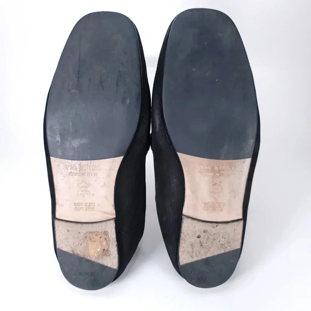 Via Spiga Abby‎ 2 Womens 8.5 Black Leather Slip On Loafer Chic Timeless Minimal